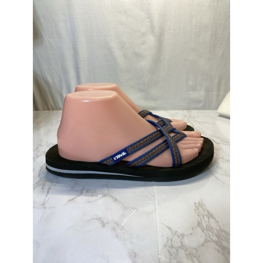 Teva Blue Double Strap Flip Flop Sandals S/N 6840 Soft Footbed Womens Size 7 - Picture 9 of 14